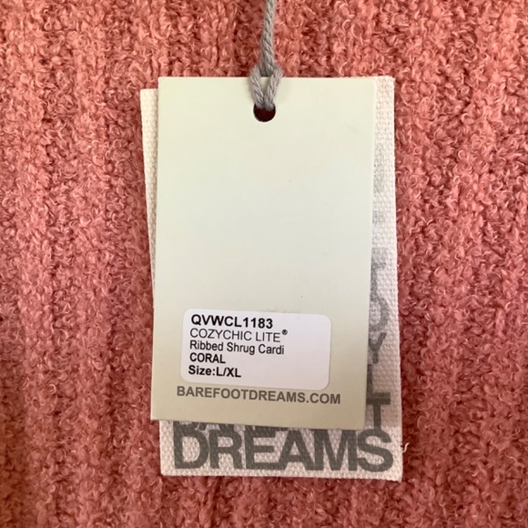 Barefoot Dreams CozyChic Lite Ribbed Shrug Cardi Coral SZ L/XL - Picture 12 of 15